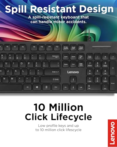 Lenovo 305 USB-C Wired Keyboard & Mouse Combo, Black, Spill-Resistant, Narrow Border, Adjustable Tilt, Full-Size Keyboard & Mouse, Compatible with Laptop, PC, Tablet, USB-C Connectivity Gaming Office - style: 305 USB C - Mouse + Keyboard