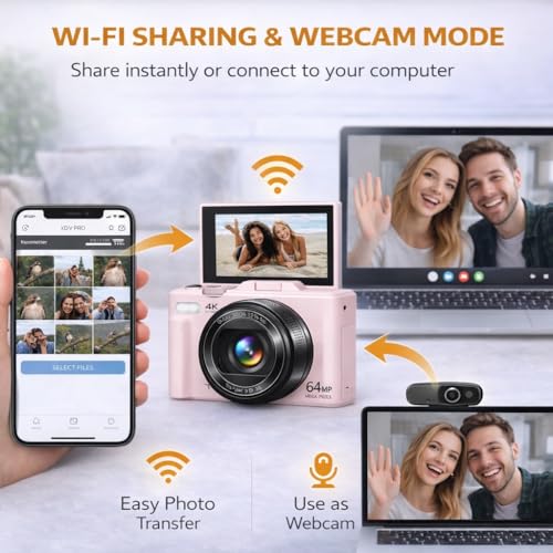 Acuvar 4K Digital Camera for Photography, 64MP Vlogging Camera with Flip Screen, WiFi, Wide Angle Lens, 16X Zoom, Compact Camera for YouTube, Travel, Beginners with 64GB Card - style: Starter Camera Kit