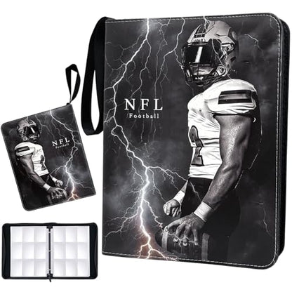 Football Card Binder 900 Pockets, Trading Card Binder 9 Pocket with 50 Removable Sleeves Fits 900 Sport Cards, 3 Ring Card Holder Binder with Zipper, Collector Storage Album - size: 900 Pockets Football