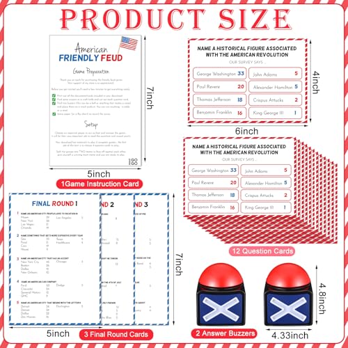 Syhood 4th of July Friendly Feud Game with Answer Buzzer, Patriotic Independence Day Feud Party Game, Fun Family Trivia Quiz Night for Party, Adults, Office, Classroom, Large Group and Team Building - style: Independence Day