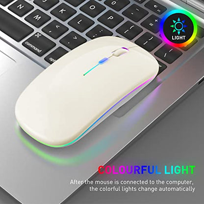 PEIBO Bluetooth Wireless Mouse for Laptop mac MacBook ipad MacBook air MacBook pro pc Desktop Computer Windows Chromebook Notebook (Cream White) - color: Cream white