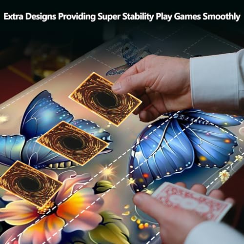 MTG Playmat,Game Play Mat for MTG TCG 24 x 14 inches Cards Game Playmats,Trading Card Game Stitched Play Mats Commander Deck Gaming Desk Mat Card Gameplay Mats,Blue Butterfly - color: Blue Butterfly, size: NO Zone