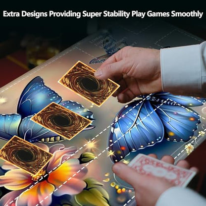 MTG Playmat,Game Play Mat for MTG TCG 24 x 14 inches Cards Game Playmats,Trading Card Game Stitched Play Mats Commander Deck Gaming Desk Mat Card Gameplay Mats,Blue Butterfly - color: Blue Butterfly, size: NO Zone
