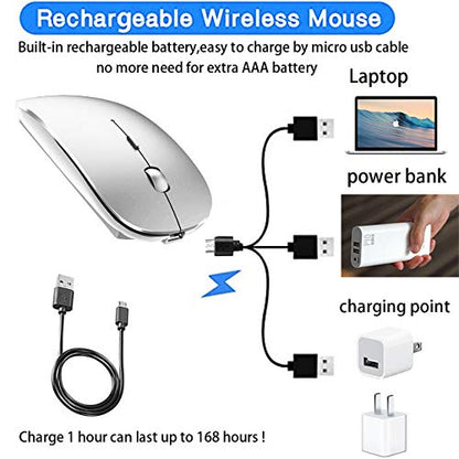 Bluetooth Wireless Mouse for Laptop mac MacBook ipad MacBook air MacBook pro pc Desktop Computer Windows Chromebook Notebook (Silver) - color: silver