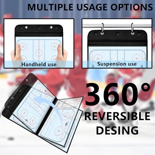 Magnetic Hockey Coaching Board – Portable Dry Erase Whiteboard with Fence Clip, Magnets & Carry Bag, Foldable Tactical Board for Ice Hockey Coaches & Players, Ideal Coach Gift - style: Hockey