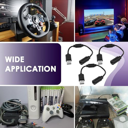 USB Breakaway Cable for Xbox 360, Rocksmith Real Tone Cable, Xbox Controller Cord, Xbox USB Adapter, Guitar Hero Dongle , Compatible with Logitech G920 G923 G27 & Thrustmaster 458 Spider Racing Wheel - size: 3-PACK