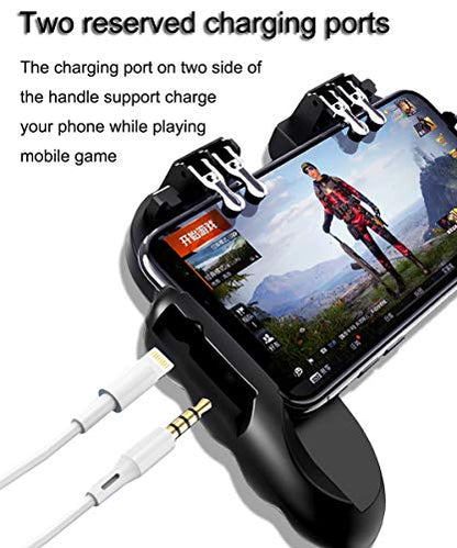 4 Trigger Mobile Game Controller with Cooling Fan for PUBG/Call of Duty/Fortnite [6 Finger Operation] YOBWIN L1R1 L2R2 Gaming Grip Gamepad Mobile Controller Trigger for 4.7-6.5" iOS Android Phone