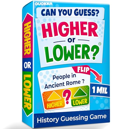 QUOKKA History Board Games for Kids and Adults – Family Board Games for Family Game Night – Higher or Lower Trivia Cards for Kids 8-12 – Guess Fun Questions – Educational Card Game for Families&Teens - color: History
