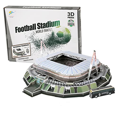 Classic Football Stadium Puzzle,3D Puzzle Soccer Club Venues,3D Paper Model Building Puzzle Kit, Soccer Stadium Souvenir Gift,Handmade Puzzle Ornaments，Cardboard Model (Arena Juv) - color: Arena Juv