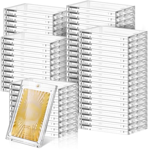 SATINIOR 100 Pcs 100 Pt Magnetic Card Holder, Holder Case Clear Protectors for Thick Baseball Football Hockey Cards - size: 100 Pt