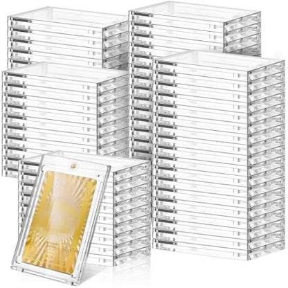 SATINIOR 100 Pcs 100 Pt Magnetic Card Holder, Holder Case Clear Protectors for Thick Baseball Football Hockey Cards - size: 100 Pt