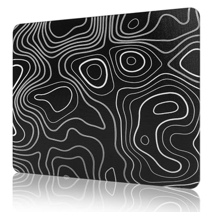 Glass Mousepad, Hard Surface Gaming Mouse Pads, Mousepad Gaming, Glasspad | Glass Pad, Professional Esport Tempered Glass Mouse Pad, Hard Mouse Pad for Bed, 11.8"×9.8" computer mat - color: Contour Lines - Black and White