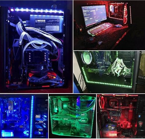 RGB LED Strip Computer Lighting via Magnet with Controller for Desktop Computer Case Mid Tower Full Tower (24Key Remote，2PK，30CM，R Series，RGB) - color: RGB (Red, Green, Blue)