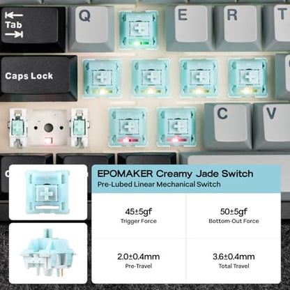 EPOMAKER TH108 PRO Full Size Mechanical Keyboard with Screen & Knob, Wireless Gaming Keyboard with 10000mAh, Creamy Gasket, Hot Swap, Custom Driver, RGB Backlight (Black, Creamy Jade) - color: Black, size: Creamy Jade