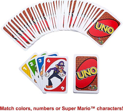 Mattel Games UNO Super Mario Card Game Animated Character Themed Collector Deck 112 Cards with Character Images, Gift for Kids Ages 7 Years Old & Up - style: UNO Super Mario Bros