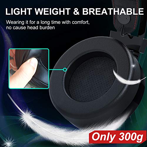 PS4 Gaming Headset, 7.1 Surround Sound Game Headset for Xbox One Noise Cancelling Gaming Headphones with Mic, Ergonomic Soft Earmuffs and LED Light for PC, Laptop - Green