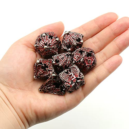 DND Dice, Metal Dice Set D&D Dungeons and Dragons Dices, Hollow Dice Set Polyhedral Dice Role Playing Dice Gaming D and D Dice for Board Game RPG (Angel Blood) - color: Angel Blood