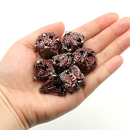 DND Dice, Metal Dice Set D&D Dungeons and Dragons Dices, Hollow Dice Set Polyhedral Dice Role Playing Dice Gaming D and D Dice for Board Game RPG (Angel Blood) - color: Angel Blood