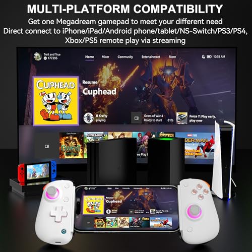 Mobile Gaming Controller for iPad/Tablet 13'', iPhone Controller with Hall Joysticks/Trigger/Turbo/Macro/7 Color RGB, Gamepad Joystick for Android/PC/Switch/PS4, Xbox/PS5 Streaming, Cloud Game, COD, iPhone 17/16 Controller
