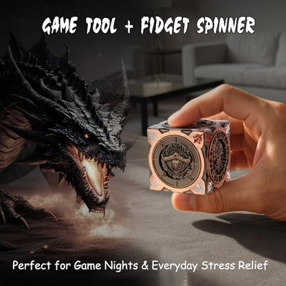 Spinner DND Dice Cube, DNDND 7-in-1 Spinning Dice Set with Gift Box for Dungeons and Dragons D&D Tabaltop Ideal Collector's Gift for Dungeon Masters (Copper) - color: Copper