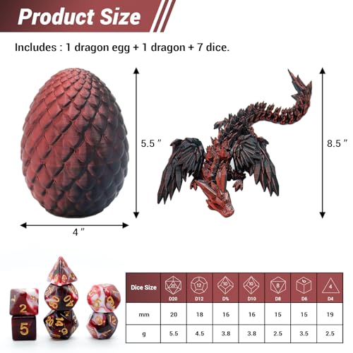 Mystery DND Dice Set, Dragon Egg & Dragon with 7pcs Polyhedral Dice,Over 100 Dice Styles Game Dice Suitable for Dungeons and Dragons,RPG,MTG,Role Playing Table Game - style: Dragon Egg Dice Set A