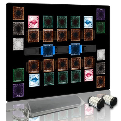 Stitched for Yugioh Playmat, 2-Player, Master Rule Duel Field Zones, Large Card Game Mat, Original Art Designs & Accessories (Basic3) - color: Basic3