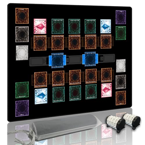 Stitched for Yugioh Playmat, 2-Player, Master Rule Duel Field Zones, Large Card Game Mat, Original Art Designs & Accessories (Basic3) - color: Basic3