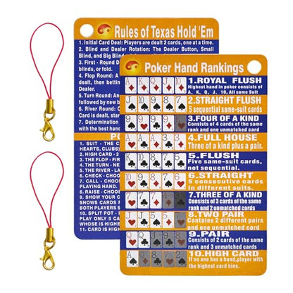 Poker Hand Rankings Chart – Large, Easy-to-Read Texas Hold’em & Omaha Reference Guide – Waterproof & Durable – Perfect for Beginners & Home Games (red) - color: Red
