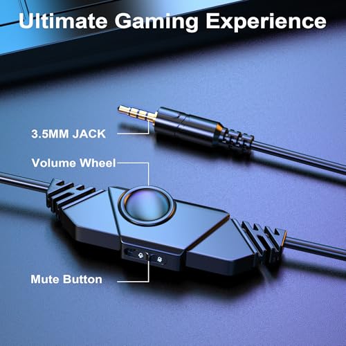Voistek Over Ear Headphones Wired, Computer Headphones with Microphone, Volume Control, 50mm Drivers, Wired Game Headset for PC, Chromebooks, Laptop, Computer - color: Blue