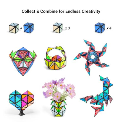 TOSY Magnet Pyramid Glow - 1 Cube Transforms into 1 Billion Shapes, 12 Pieces, 243 Rare Earth Magnets, Glowing, Holographic Design Magnet Tiles Creative Puzzle STEM/STEAM Toy - color: Glow