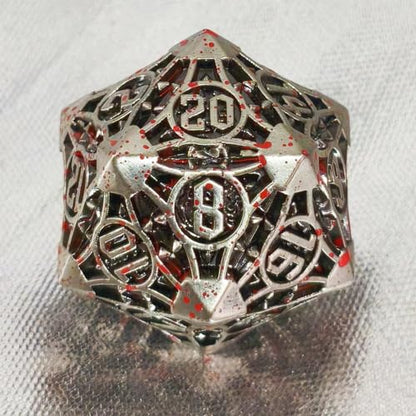 D20 23mm Metal Dice Polyhedral Dice for Dungeons and Dragons, RPG, Polyhedral Roleplaying Games MTG Table Games (Gray + Blood) - color: Gray + Blood