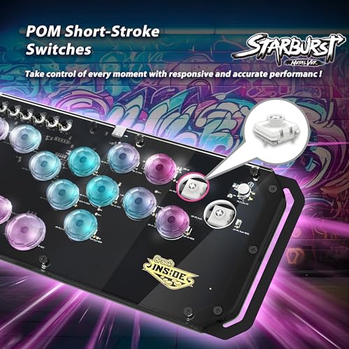 Brook Fighter Starburst Metal Ver. All-Button Arcade Controller for PS5, PS4, Xbox Series X|S, NS, NS2 & PC, Metal Side Handles, Hot-Swappable Switches, RGB Lighting, Officially Licensed (Black) - color: Black