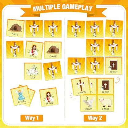 Fuutreo 82 Pcs Christian Memory Matching Game Religious Bible Matching Card | Memory Game Concentration Cards for Adult and Holiday Party Religious Bible Educational Gifts Family Supplies - style: Bible