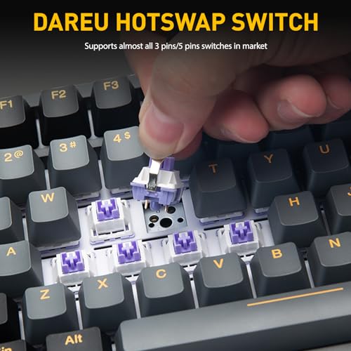 DAREU EK75PRO Wireless Mechanical Gaming Keyboard,75% Hot Swap Creamy Keyboard with Knob,RGB Backlit,Gasket Custom Structure,PBT Keycaps,2.4Ghz/BT5.1/USB-C, for Win/MAC - color: Black