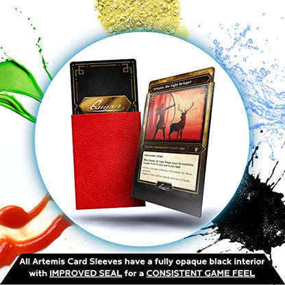 Quiver Time Red Trading Card Deck Block & Card Sleeves Bundle Fits Magic: The Gathering Cards & Other TCG - 100+ Standard Deck Box with 2 Dividers and 100 Artemis Red Sleeves (66 x 93 mm) | 1 deck box 100+ with 2 dividers and 100 Artemis red sleeves (66 x