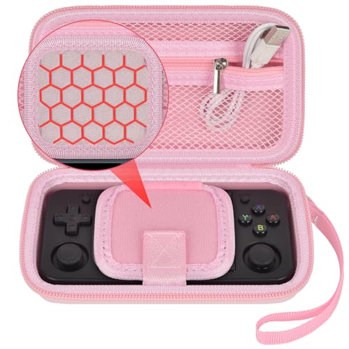 GWCASE Case for Anbernic RG35XX H RG28XX Retroid Game Console, Pink | 벨크로 스트랩 잠금 장치가 있는 맞춤형 핏 내부 트레이, 일상적인 휴대 및 여행, 캠프 또는 출퇴근을 위한 압력 방지 보호, 박스만 포함 - color: 핑크