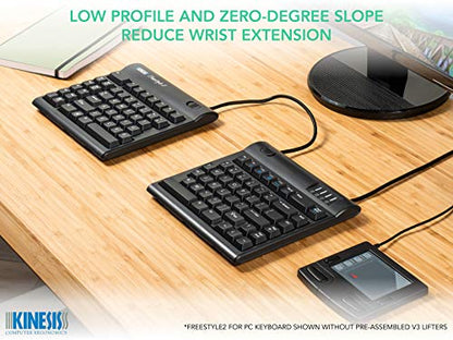 KINESIS Freestyle2 USB-A Ergonomic Keyboard w/ VIP3 Lifters for PC (9" Separation) (KB820PB-US) - style: PC Layout