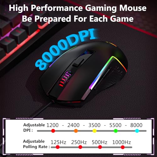 Redragon Wired Gaming Keyboard and Mouse Combo, RGB Backlit, Black