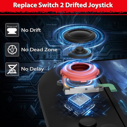 for Joycon Joystick Replacement Kit 2Pack, Joycon Repair Tool Kit Replacement for Switch 2 for Joycon 2 (L)/(R) Blue/Red, Including Screwdrivers, Thumbstick Caps & Screws (Blue/Red 2Pack Tool Kit) - color: Blue/Red 2Pack Tool Kit