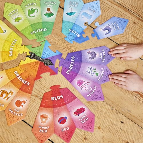 eeBoo: Color Puzzle Spinner Game - 24 Color Puzzle Pieces, Learn Color Families, Educational Cooperative Childrens Game, Kids Ages 3+, 1-3 Players - style: Color Puzzle
