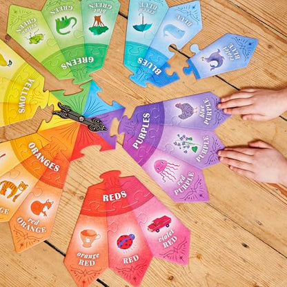eeBoo: Color Puzzle Spinner Game - 24 Color Puzzle Pieces, Learn Color Families, Educational Cooperative Childrens Game, Kids Ages 3+, 1-3 Players - style: Color Puzzle