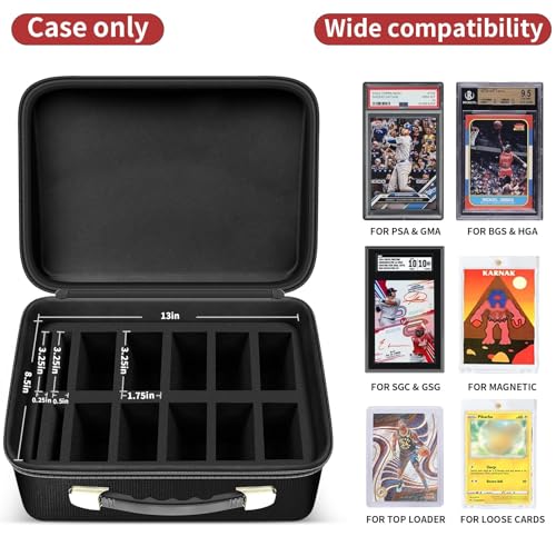 Fireproof & Waterproof Graded Card Box with Lock for PSA and BGS | Also for CGC, for ISA, for SGC, for HGA, for GMA and for FGS; 14 Foam Slots and a Combination Lock Secure Slabs, Case Only