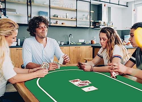 nuveti Poker Mat - 55 x 28inch Non-Slip Poker Table Game Mat - Portable Rubber Waterproof Poker mat for Table 6-8 Player Card Game Anti-Slip Rubber Poker Table Top Layout - color: 55 X 28 Inch Card Game Layout Mat1