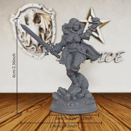 Unpainted Fantasy Minis for TTRPG - 32mm Scale Spellcaster Heroine Minis Figurine for Dungeon Masters & Miniature Game, RPG Accessory Figure - 6cm Halfling Caster (AS521)