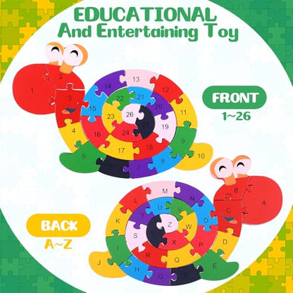 Yunsailing 4 Pcs Alphabet Jigsaw Puzzle Wooden Blocks Toys Alphabet Educational Toddler Puzzle Toys for Preschool Learning Party Favor Gift Learning (Snake, Snail, Duck, Leopard) - style: Snake, Snail, Duck, Leopard