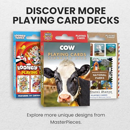 Masterpieces Cow Playing Cards Deck - Animal Themed Standard 54 Card Deck, Unique Cow Face Cards & Jokers, Retro Style, for Families & Adults - style: Cow