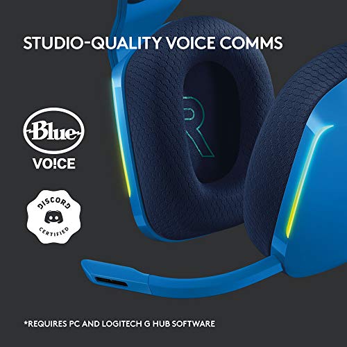 Logitech G733 Lightspeed Wireless Gaming Headset - Blue | Suspension Headband, LIGHTSYNC RGB, Blue VO!CE mic Technology, PRO-G Audio Drivers - color: Blue