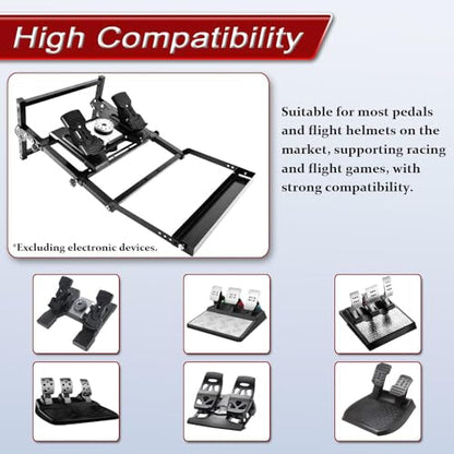 Supllueer Foldable Flight Racing Pedal Stand with Seat Slot Compatible with Logitech G29 G920 G923, Fit for Thrustmaster, Easy Storage Steering Wheel Frame, No Racing Wheel Stand Seat Pedal