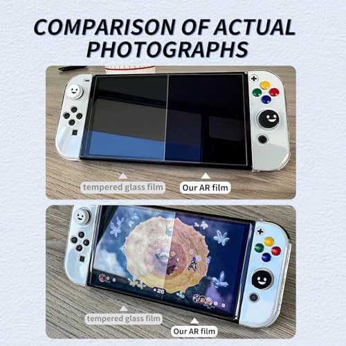 2-Pack AR Screen Protector for Switch OLED Model 2021/2023 - 7 Inch Anti-Reflection Soft Film, Easy Installation, 96% High Transmittance, More HD Than Tempered Glass, Scratch Resistant, Compatible with Switch OLED Handheld Game Console