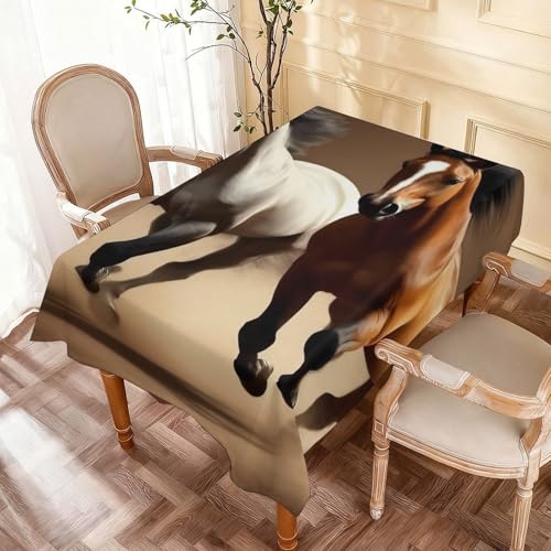 Fashion Wrinkle Resistant Table Cover Kitchen Dining Tabletop for Holiday Party Horse - color: Color14, size: 59.8x89.8in